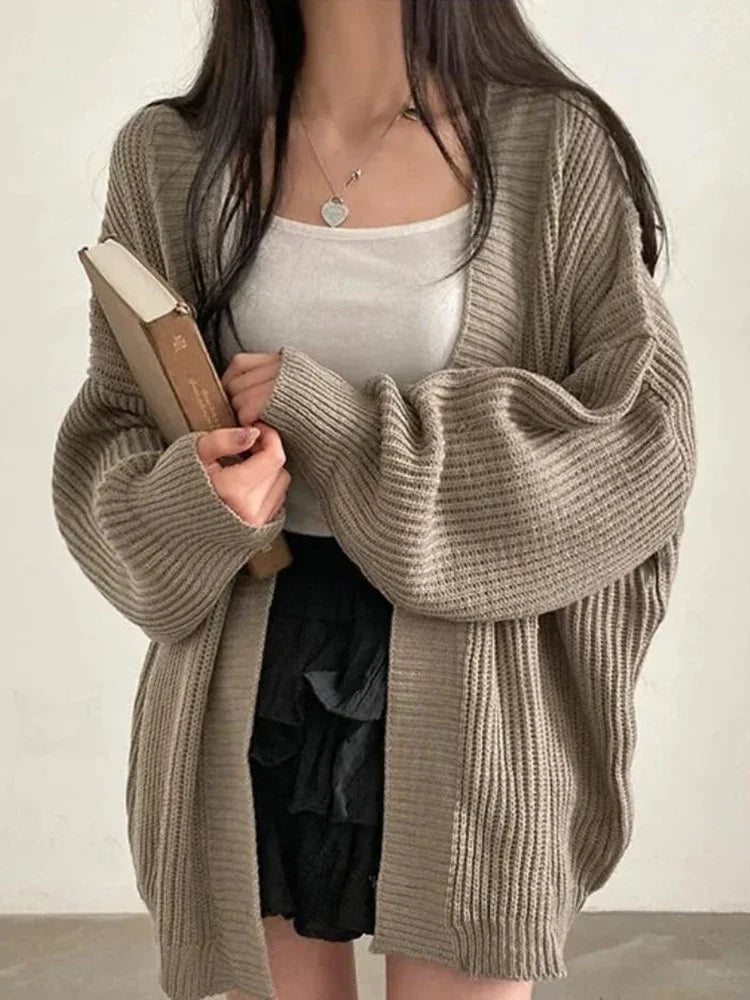 AOSSVIAO 2025 Korean Women's Sweater Loose Sweaters Warm Solid Pullover Knitwear Basic Female Tops Autumn Winter Cardigan