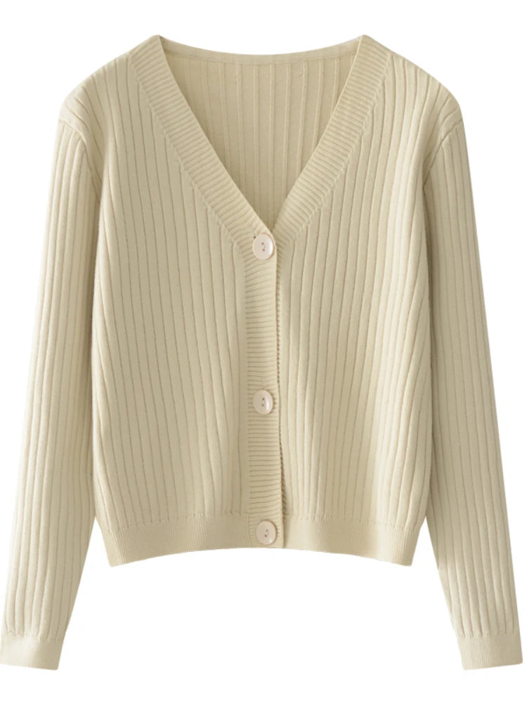 2025 Solid Single Breasted Womens Sweaters Women Cardigans Sweater V-neck Autumn Winter Knitted Cardigans
